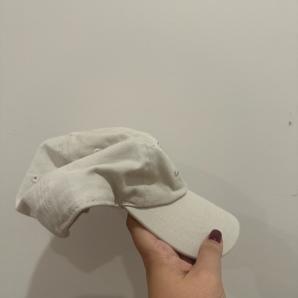 Summer Fridays Cream Cap with Blue Embroidery